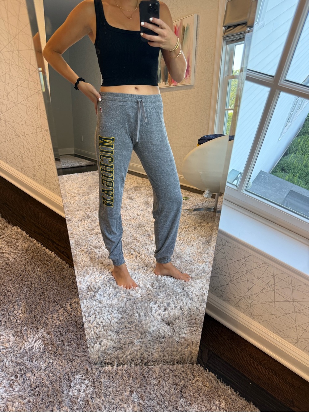 League Gray Joggers with Yellow Side Script